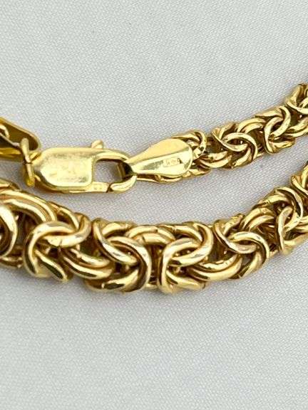 Italian 14KT Yellow Gold Gratuated 4MM to7MM Byzantine Necklace