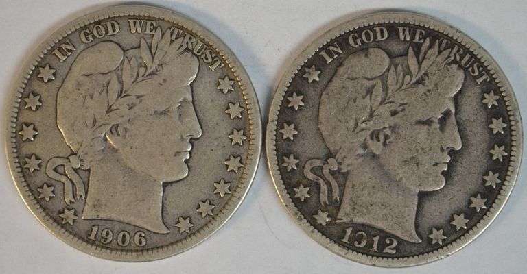 1906-D & 1912-D Barber Half Dollars in nice Fine