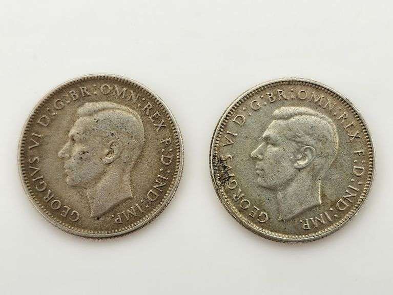 (2) 1944 Australia Florin, Sterling Silver