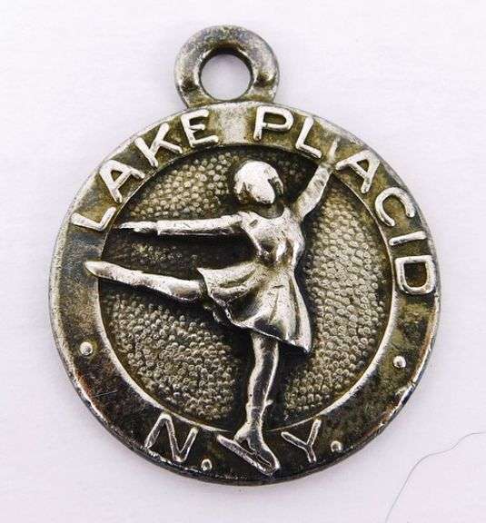 Vintage Lake Placid, NY Skating Sterling Charm or Pendant