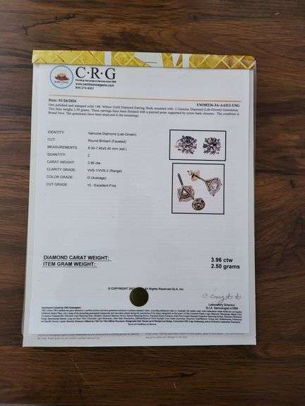 Certified 3.96 CTTW Round Brilliant Cut Lab Diamond Earrings. Huge!