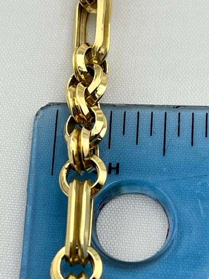 Italian 10KT Yellow Gold Fancy Alternating Round And Alongated Oval Link Bracelet