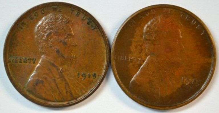 Upper end better dates 1915 and 1915-S Lincoln Cents.