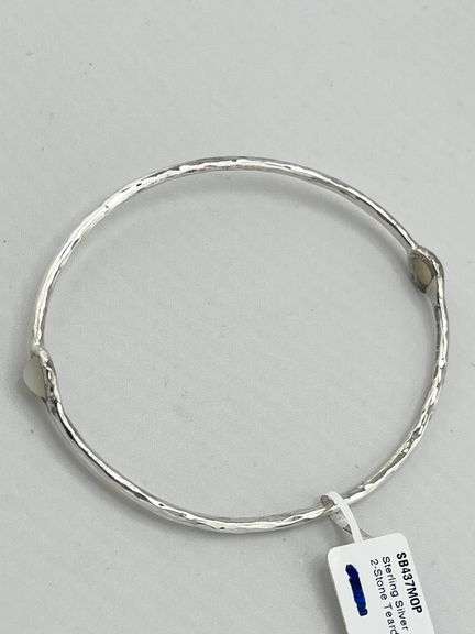 925 Serling Silver Ippolita Hammered Oval Moon Stone Bangle