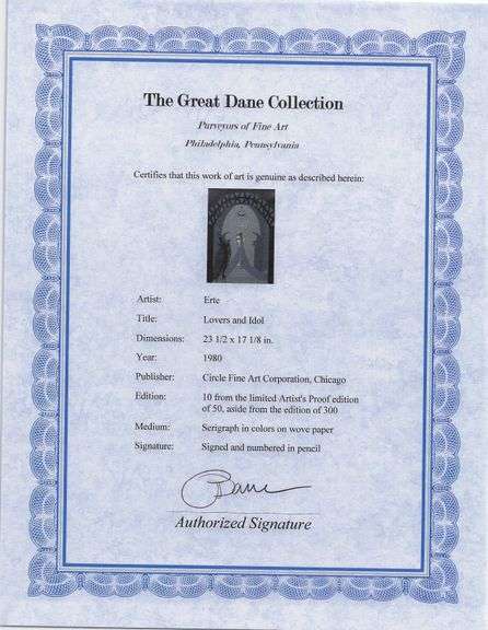 Erte "Lovers and Idol" Signed Limited Edition Serigraph