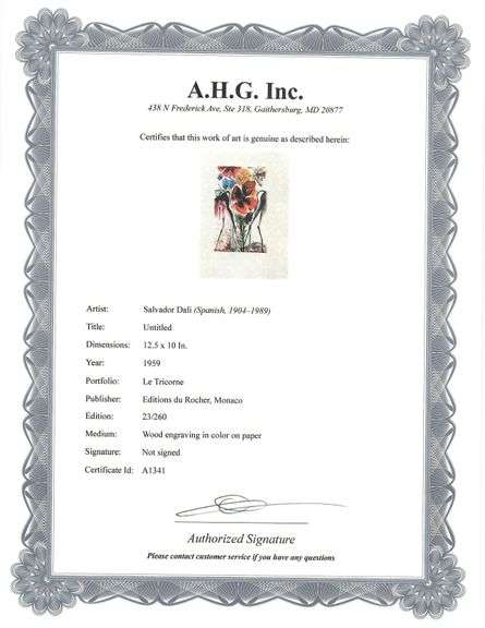 Highly Collectible and Rare Salvador Dali Wood Engraving from Le Tricorne