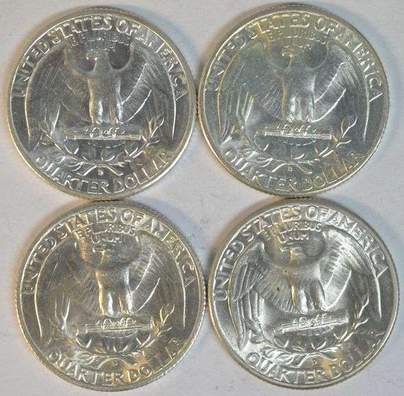 Superb Gem BU 1942-D, 44-D, 44-S, & 1945-D Washington Quarters
