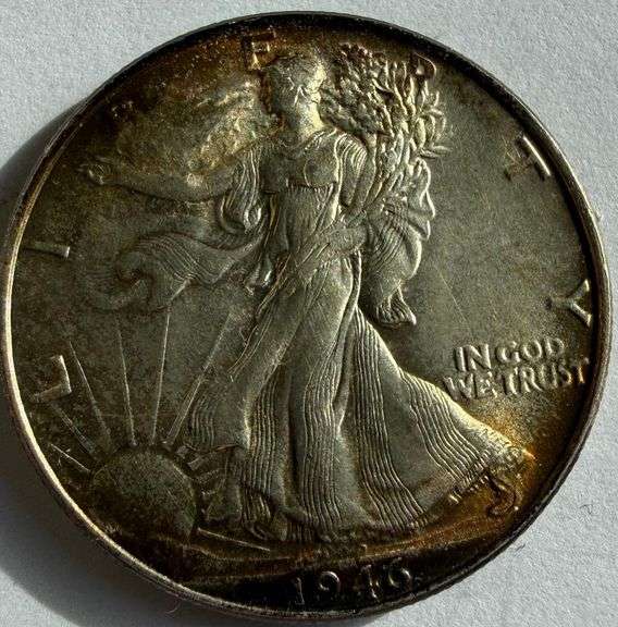 Choice Toned Rim BU 1946 Walking Liberty Half