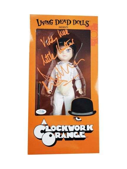 Malcolm McDowell Autographed Clockwork Orange Living Dead Doll ACOA Witness ITP