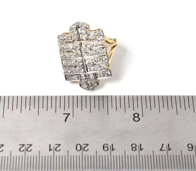 Marvelous 14K Yellow and White Gold Art Deco Inspired Diamond Ring