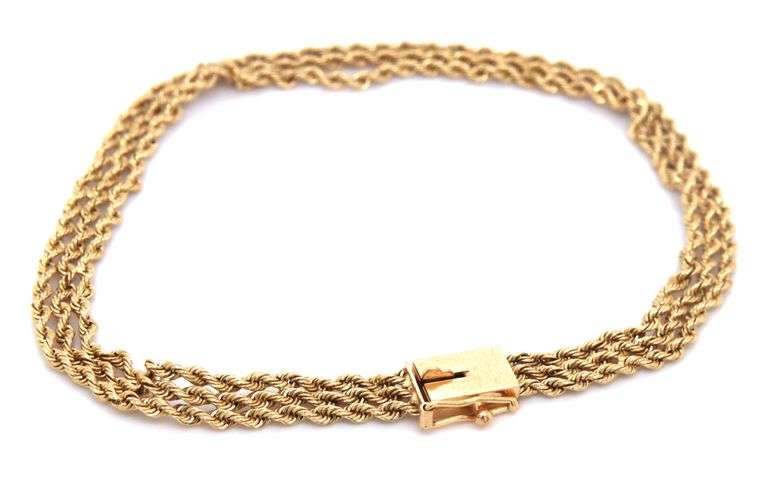 Nice 14k YG 3 Strand Rope Bracelet