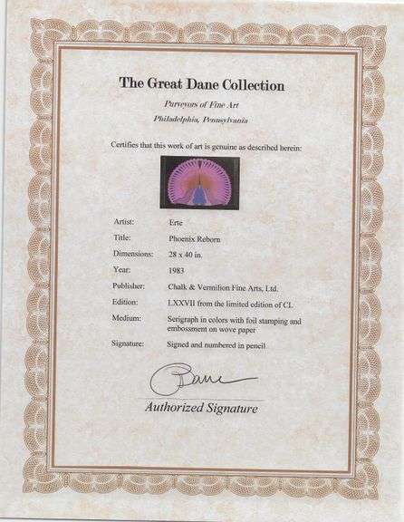 Erte "Phoenix Reborn" Signed Limited Edition Serigraph with Foil Stamping