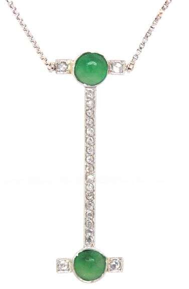 14kt White gold and platinum Jade pendant on chain