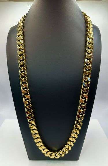 Huge  252.2 Gram 14 Kt Yellow Gold Plated Curb Link Necklace