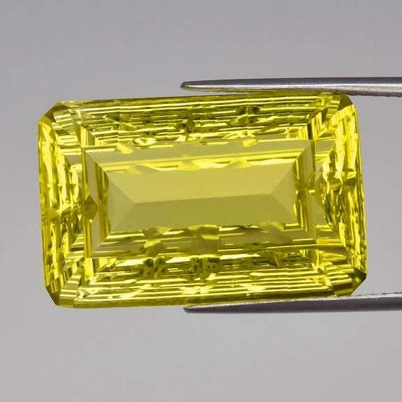 Fancy emerald cut 21.23 carat Brazilian Citrine!