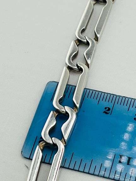 Italian 925 Sterling Silver Modernist Style Link Bracelet