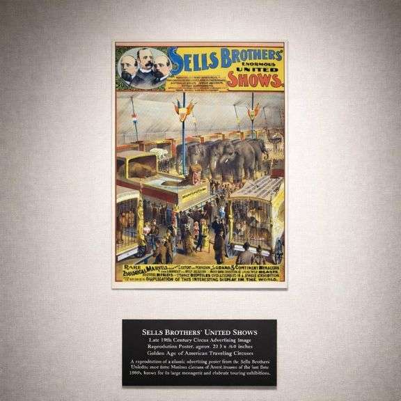 Old Sells Brothers Circus Show Poster 26x36-inches