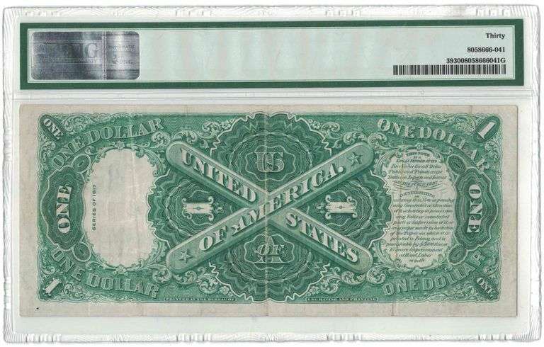 1917 $1 Legal Tender Note – Fr# 39 – PMG 30 Very Fine – S/N T63892609A
