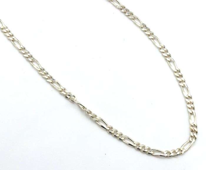 925 Sterling silver signed Figaro chain necklace