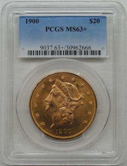 1900 $20 Liberty Head Gold Double Eagle – PCGS MS63+ – 1 oz .9675 Fine Gold