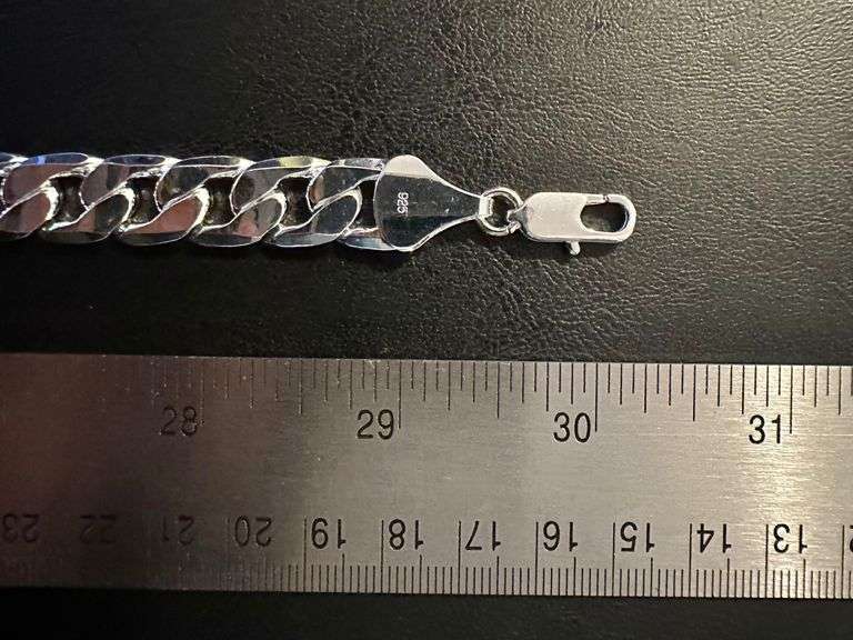 Huge 138.7 Gram .925 Sterling Silver Plate Cuban Link Necklace