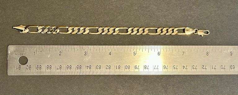 Dazzling 10 Gram 14 K Yellow Gold Plated Italian Figaro Link Bracelet