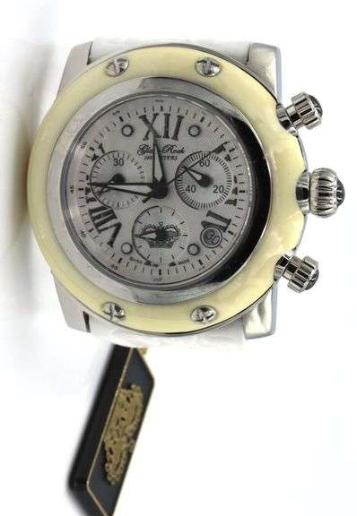 Glam Rock white dial stainless steel watch