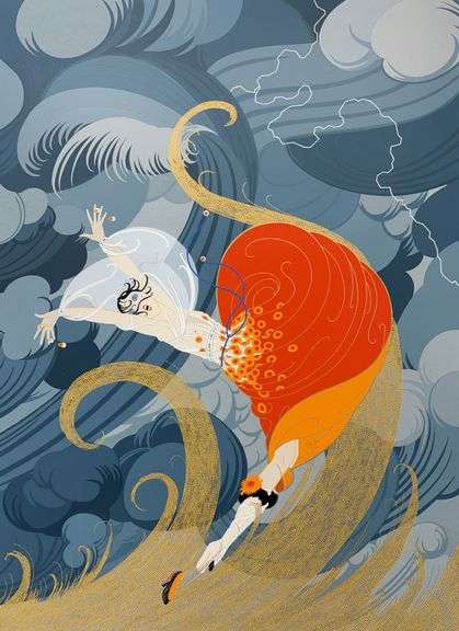 Erte "Swept Away" Signed Limited Edition Serigraph