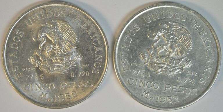 2 Flashy 1982 Mexico 5 Pesos Silver Pieces