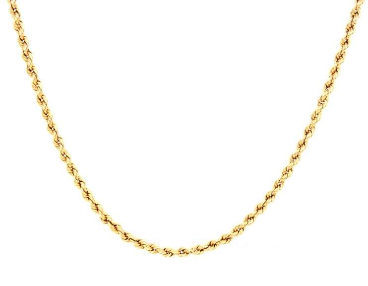 Fashionable 14K YG Hollow Rope Necklace
