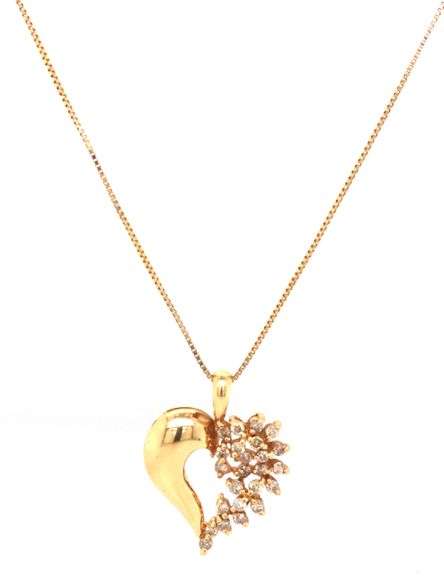 Sweet 14k YG Diamond Heart on Necklace