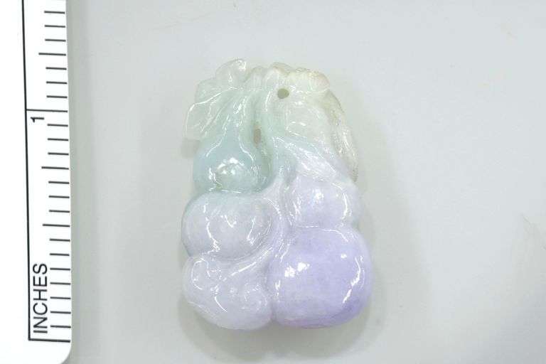Fine Burmese Jadeite Green and Lavender Amulet