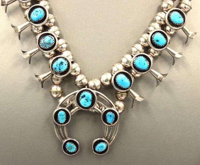 Navajo Kingman PG turquoise sterling silver necklace