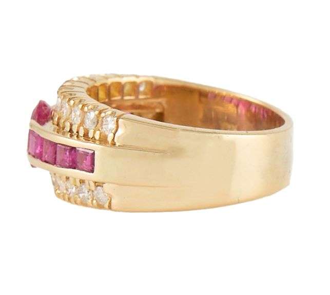 1.00ctw Ruby and 0.50ctw Diamond Triple Row Band Ring in 14K