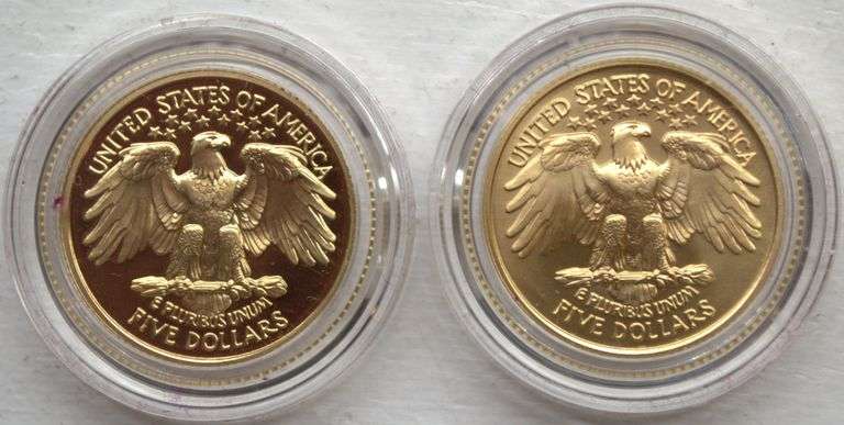 1999-W George Washington Commemorative Gold Coin set of two coins with original box and COA