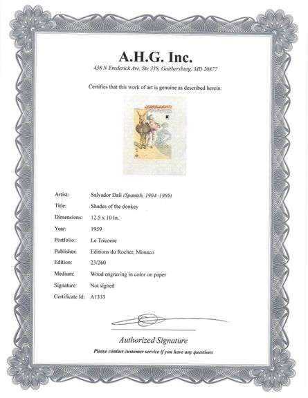 Highly Collectible and Rare Salvador Dali Wood Engraving from Le Tricorne