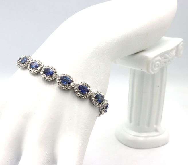 Enamoring Designer Oscar Friedman 9.76CTW Oval Faceted Tanzanite & Diamond Bracelet in 14K White Gol