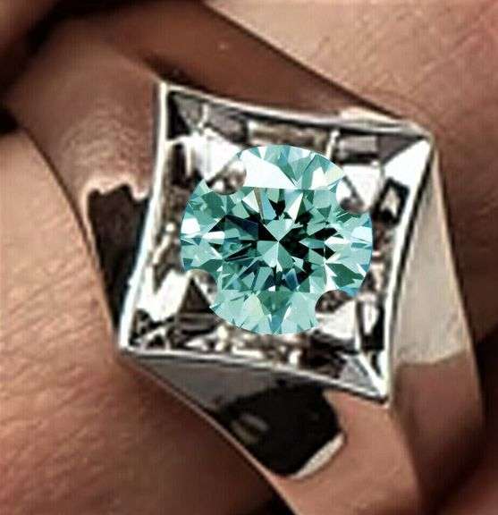 Men's Sparkling 2.25 Ct Mint Green Fire Moissanite Ring