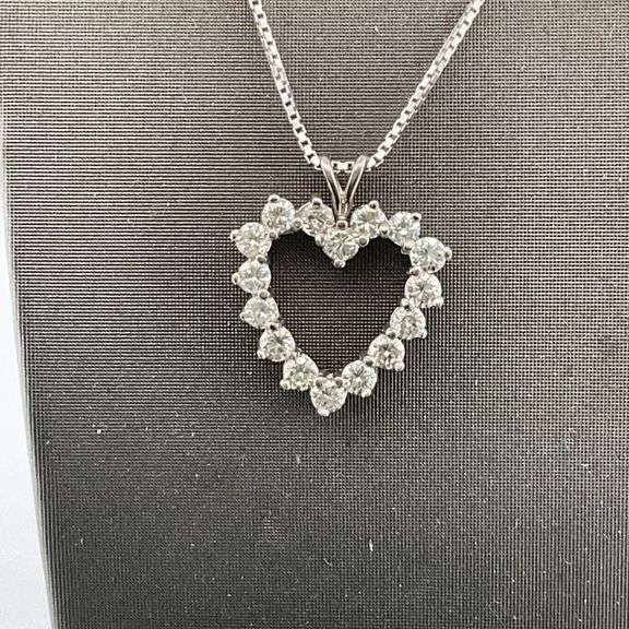 CERITIFED 14K WHITE GOLD CHAIN WITH DIAMOND PENDANT