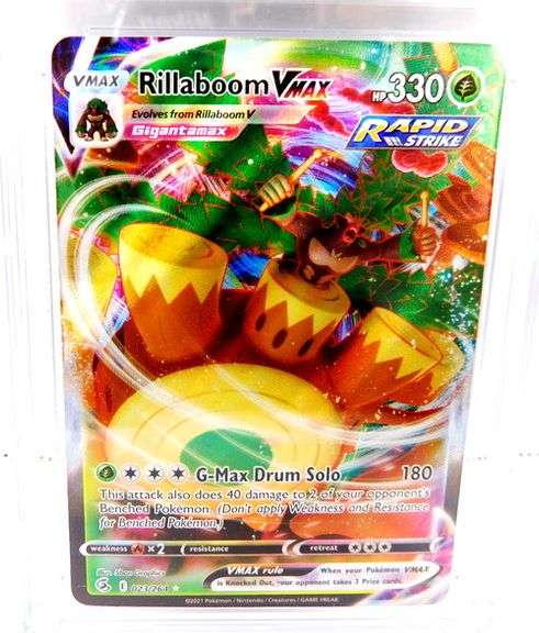 Pokémon 2021 Rillaboom VMX Fusion Strike Holo Card, 7.5NM