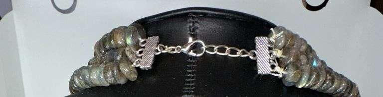 Natural Large 1078 Ctw Blue Flash Labradorite 3 Strand Necklace