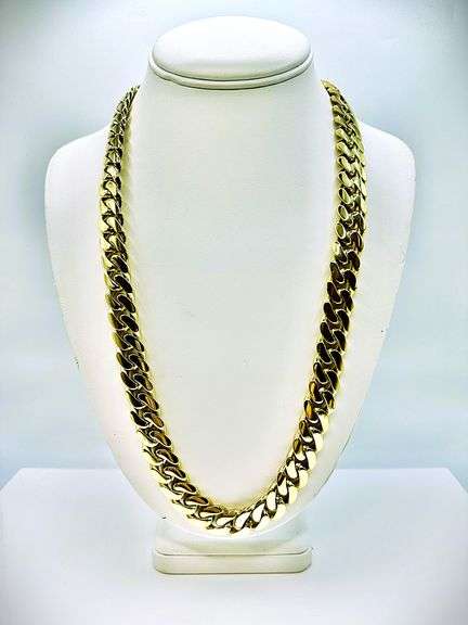 Yellow Gold Plate Cuban Curb Link Chain Necklace