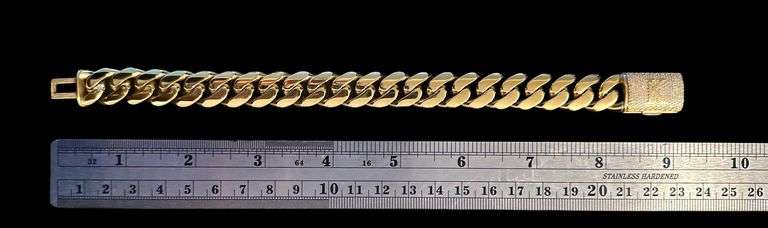 Sparkling 14 Kt Gold Plate 65.8 Gram Monogramed Initial "K" Curb Link Bracelet