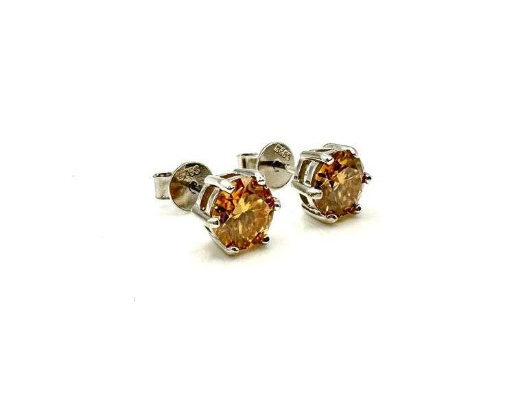 Dazzling 2 Ctw Simulated Imperial Topaz Earrings