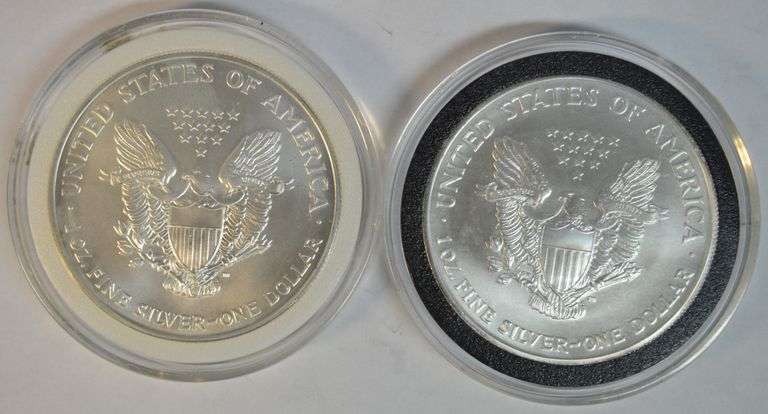 Superb Gem BU 1995 & 2004 $1 Silver Eagle coins