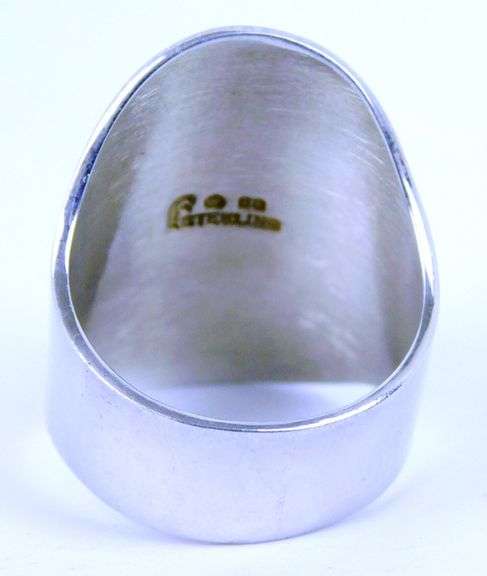 1988 Carolyn Pollack Sterling Lapis Cigar Band Ring, 7.5