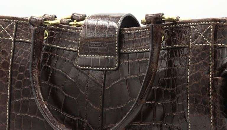 Coach Embossed Alligator brown leather tote