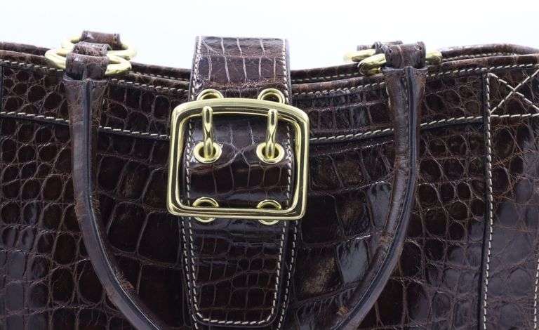 Coach Embossed Alligator brown leather tote