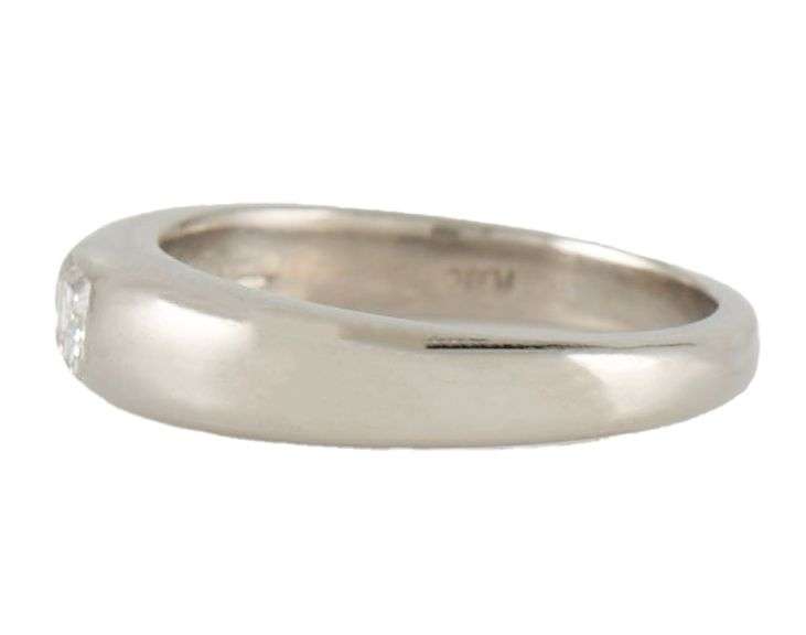 0.35ct Emerald Cut Diamond Solitaire Flush Set Band Ring in Platinum