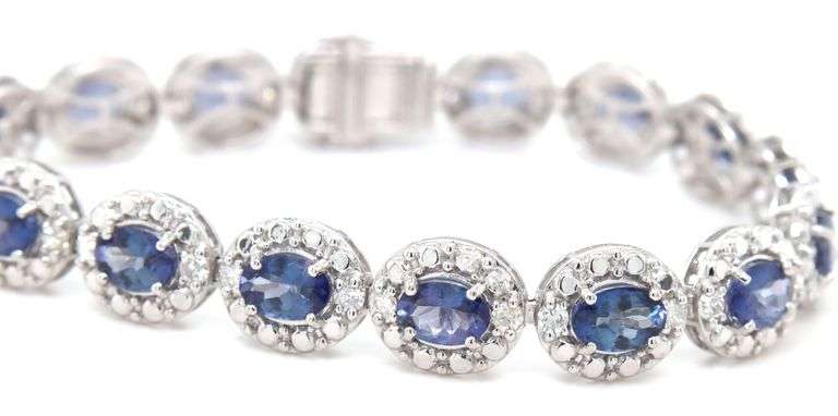 Enamoring Designer Oscar Friedman 9.76CTW Oval Faceted Tanzanite & Diamond Bracelet in 14K White Gol